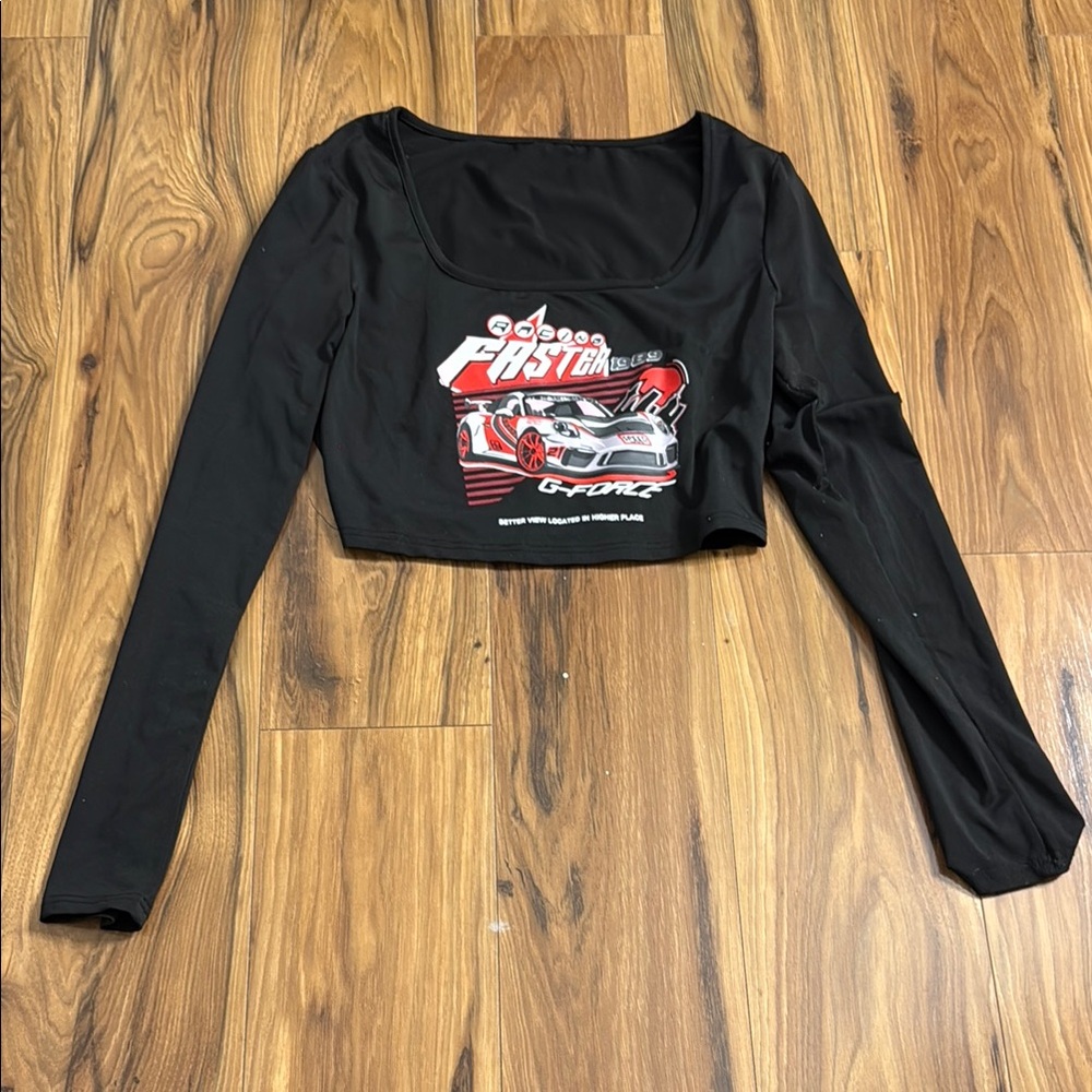 SHEIN Black Red Graphic Crop Top
